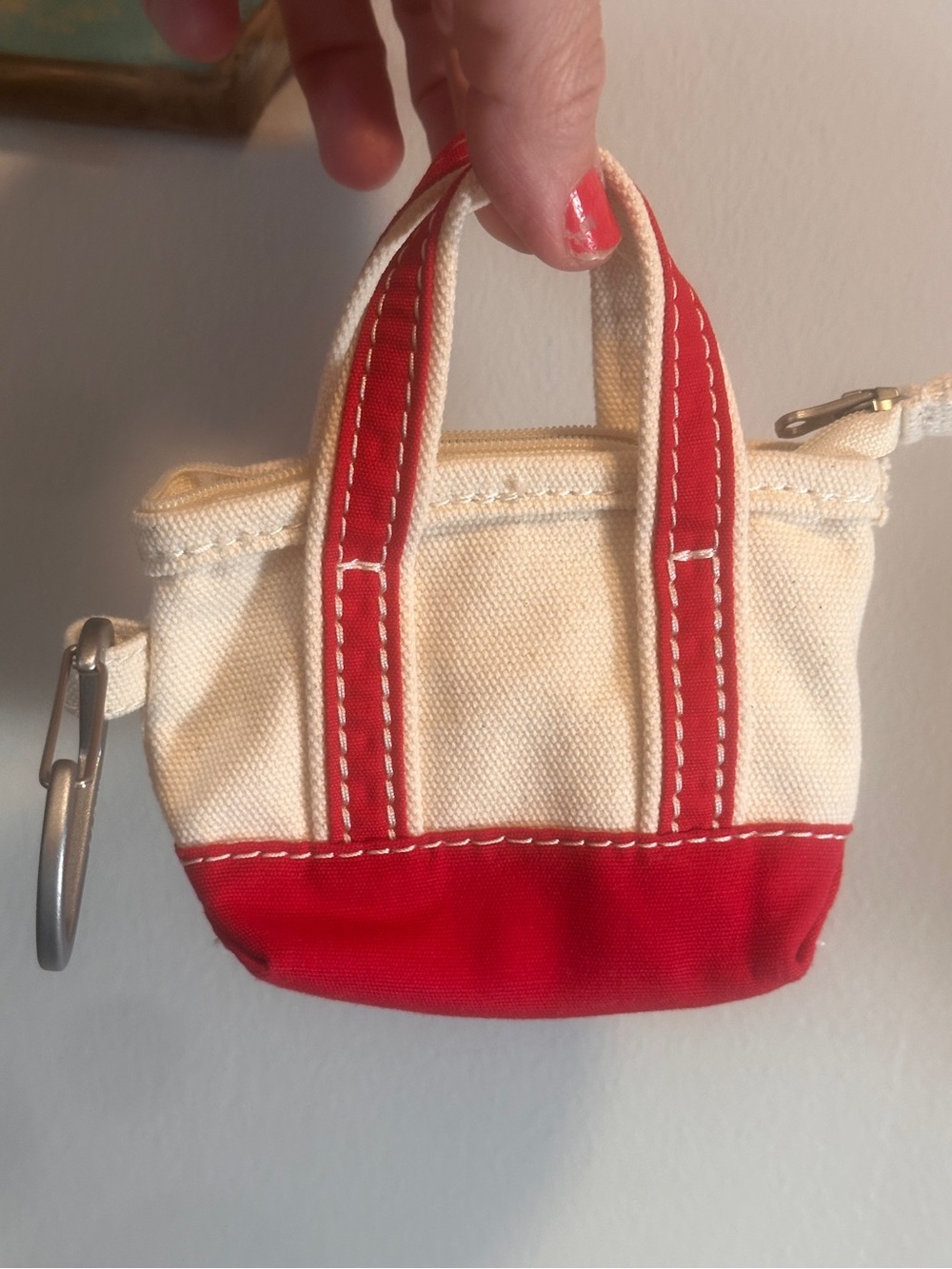 L.L. Bean Canvas Tote Charm in Red and Cream